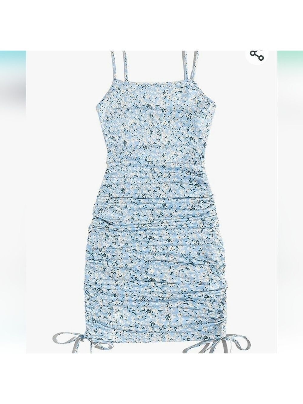 MakeMeChic Women's Ditsy Floral Print Drawstring Knot Side Bodycon  NWT Size XS
